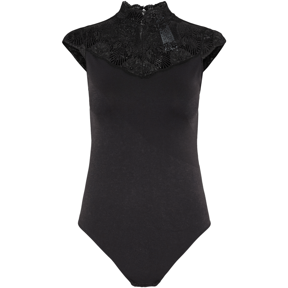 Pieces Yoke Lace and Collar Bodysuit